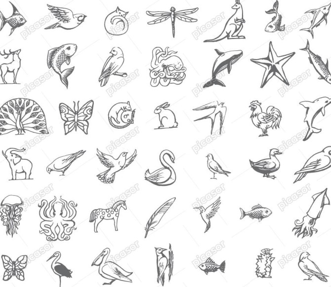 42 وکتور نقاشی حیوانات ، وکتور حیوانات نقاشی خطی » پیکاسور