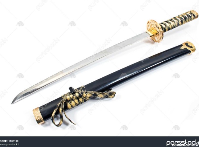 ژاپنی شمشیر کتانا سامورایی جدا شده در سفید 1136198