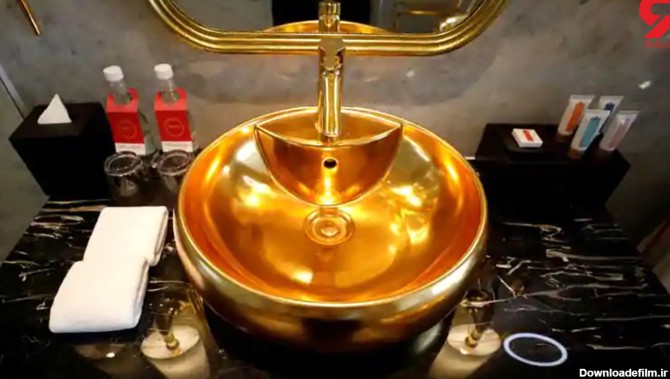 فقط از دیدن این دستشویی لذت ببرید / گران ترین سنگ توالت از طلا !