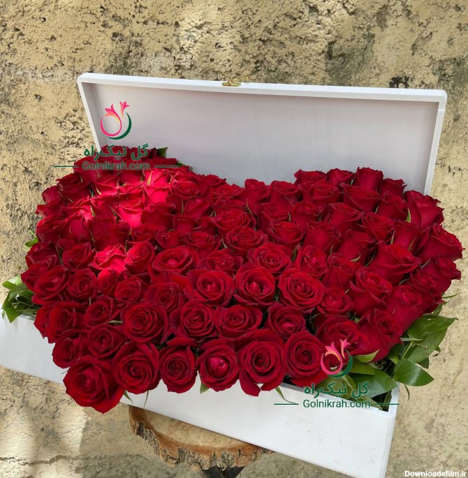 باکس رز قرمز قلبی یک باکس گل عاشقانه با تحویل فوری - گل نیک‌راه