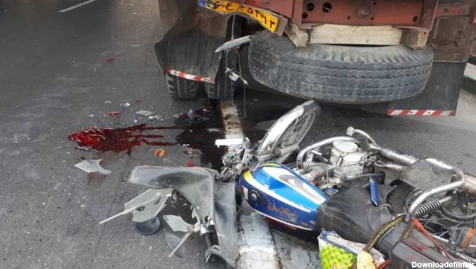 عکس تصادف مرگبار موتورسیکلت با کامیون در اتوبان امام علی / صبح ...