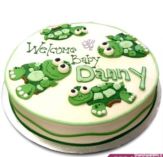 سفارش اینترنتی کیک - کیک تولد بچه گانه لاکپشت های خندان | کیک آف