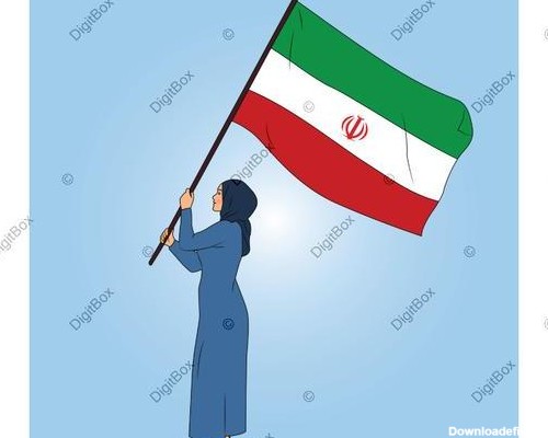 وکتور دختر ایرانی با پرچم ایران - دیجیت باکس - DigitBox