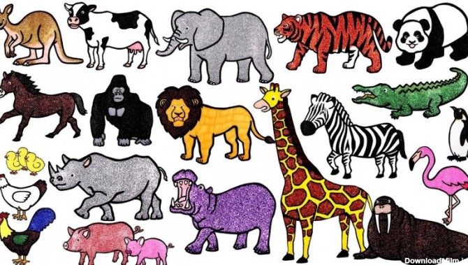 نام حیوانات و رنگ ها به انگلیسی با نقاشی و پازل های آموزشی - Kids ...