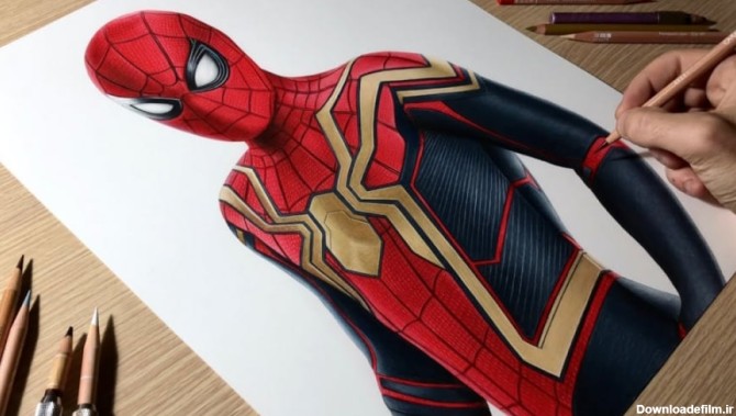 آموزش نقاشی مرد عنکبوتی راهی به خانه نیست لباس جدید ، تایم لپس نقاشی