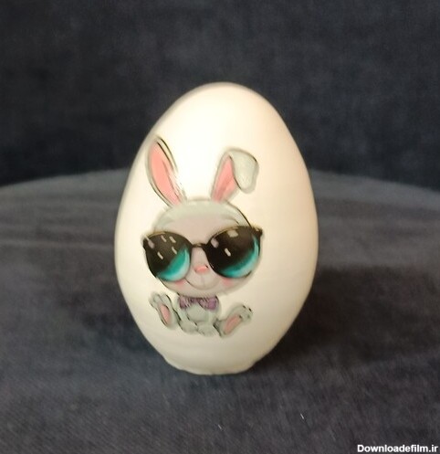تخم مرغ سفالی رنگی هفت سین عید نوروز (طرح خرگوش) نماد سال 1402