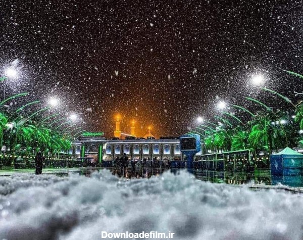 تصاویری زیبا از بارش برف در حرم امام حسین (ع)