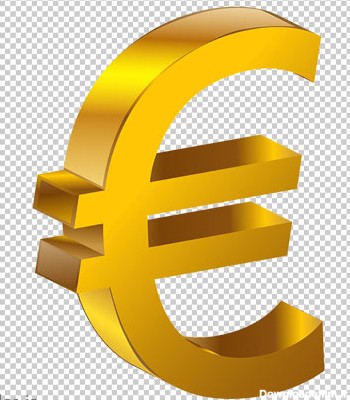 فایل دوربری شده علامت یورو (واحد پول اروپا) طلایی (Transparent ...