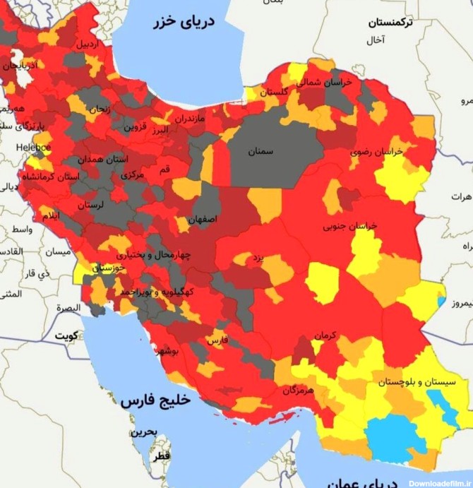 نقشه وحشتناک کرونایی ایران در غروب ۲۵ فروردین ۱۴۰۰