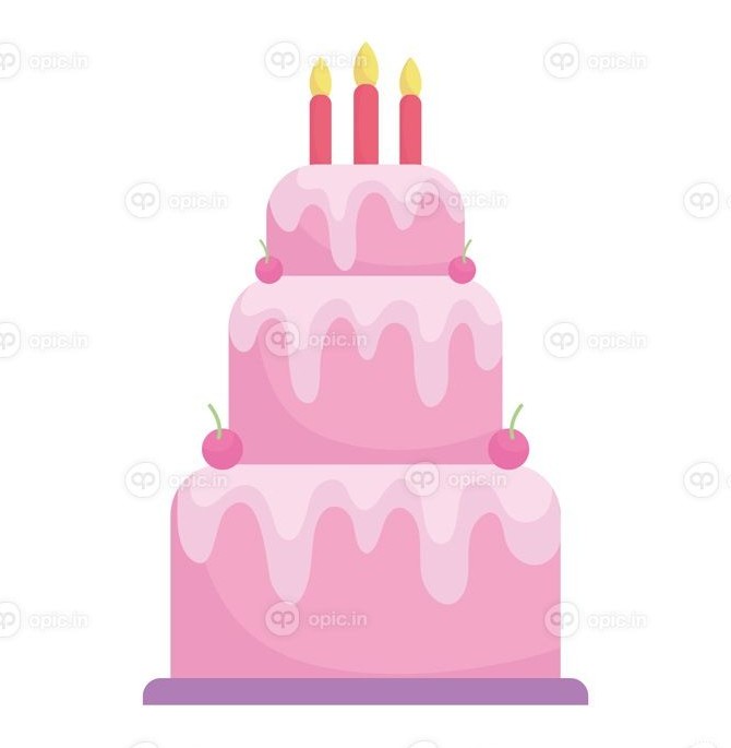دانلود وکتور کیک تولد با شمع منو شخصیت کارتونی تصویر وکتور غذا | اوپیک