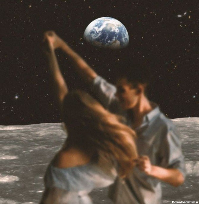 عکس دونفره روی ماه کهکشان عاشقانه دنس | تاوعکس