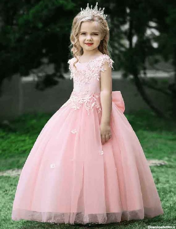 مدل لباس عروس بچه گانه پرنسسی کوتاه و پف دار و لمه شنی