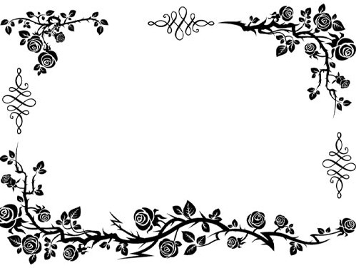 دانلود فایل وکتور فریم و قاب با حاشیه گلهای رز سیاه