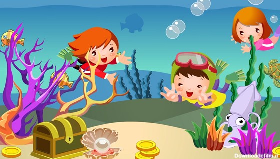 دانلود فوتیج کارتونی شنای کودکان زیر دریا - مرجع پروژه آماده ...