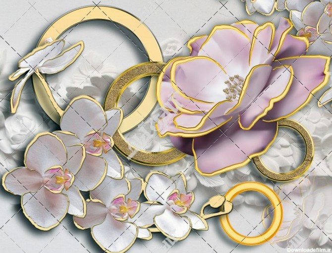 دانلود تصویر با کیفیت گل های یاسمنی با حلقه های طلایی