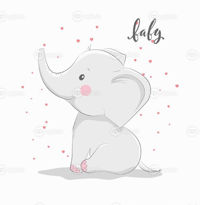 دانلود تصویر وکتور زیبا با بچه فیل | اوپیک