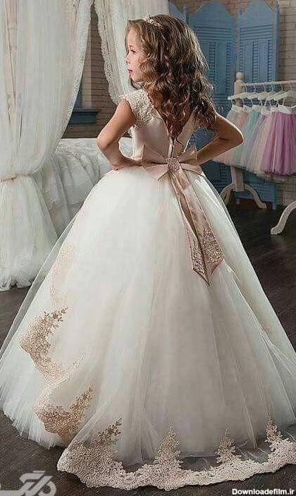 مدل لباس عروس بچه گانه پرنسسی لمه شنی + عکس های متنوع