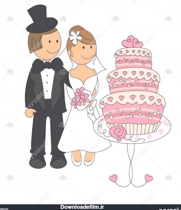 زن و شوهر عروسی دنبال در کیک عروسی 1269355