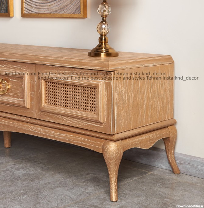 خرید میز تلویزیون چوبی طلایی مدل آرنا کد LC148 - کی ان دی-KND