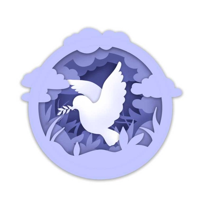طرح لایه باز کلیپ آرت پرنده صلح سفید