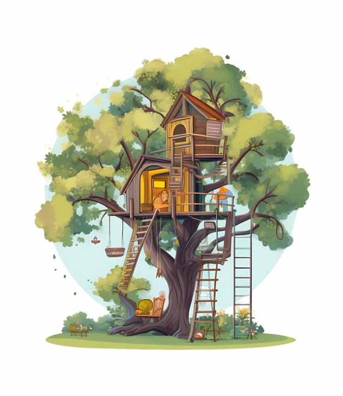 دانلود طرح خانه درختی با نردبان