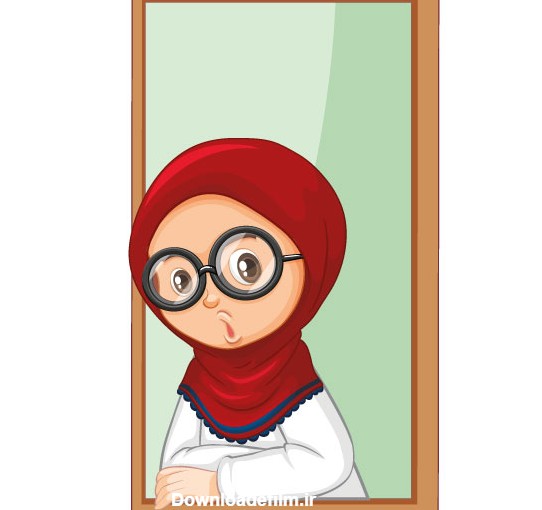 دانلود رایگان وکتور کاراکتر کارتونی دختر با حجاب بصورت لایه باز ...
