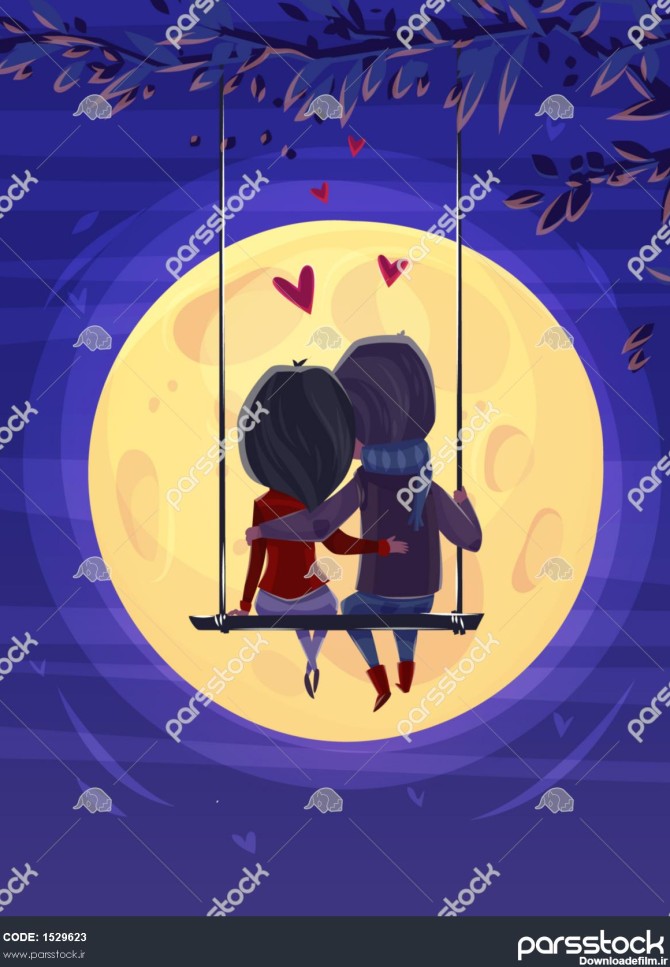 پسر و دختری که ماه را نگاه می کنند شب عاشقانه تصویر برداری زیبا ...