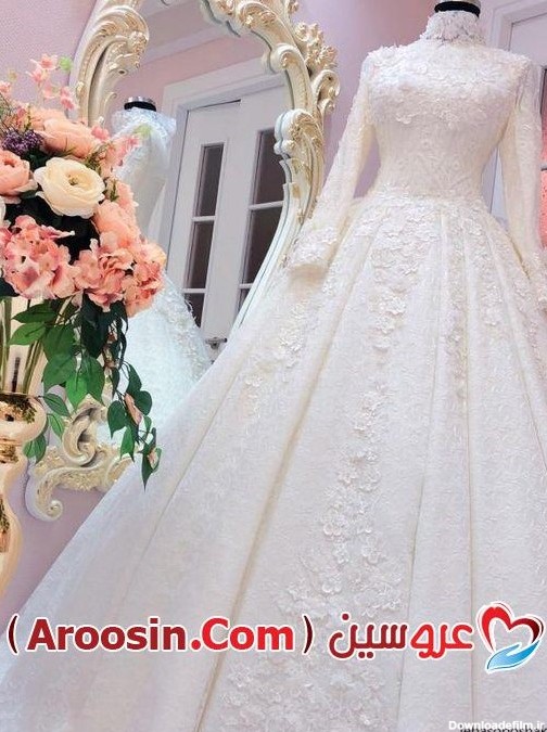 مدل لباس عروس پوشیده پرنسسی