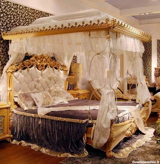 عکس مدل تخت خواب دونفره چوبی