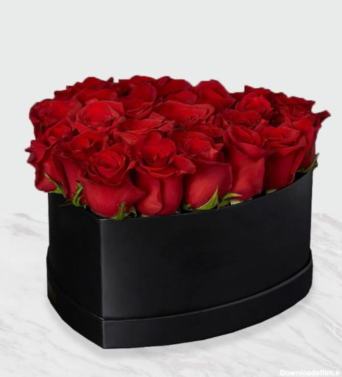 خرید اینترنتی جعبه گل رز قرمز قلبی