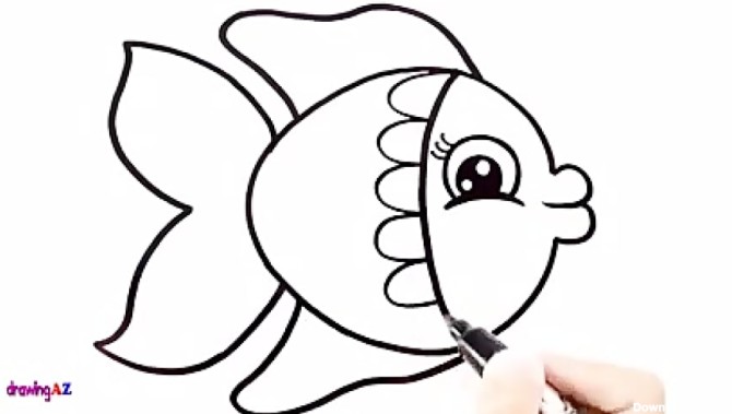 نقاشی ماهی کودکانه دیگر حیوانات دریایی