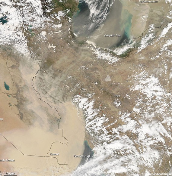 تصویر ماهواره ای ناسا از گرد و غبار بر فراز ایران و خاورمیانه