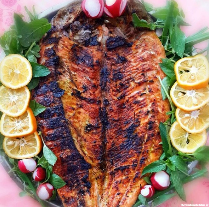 ماهی کبابی ماهی با حشو خوراکی ها غذاهای سنتی - عکس ویسگون
