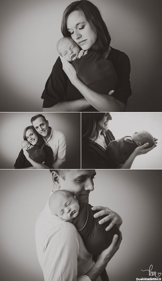 عکس نوزاد با مادر - عکاسی سیاه سفید پدر، مادر و نوزاد در ...