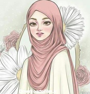 عکس نقاشی دختر با حجاب زیبا