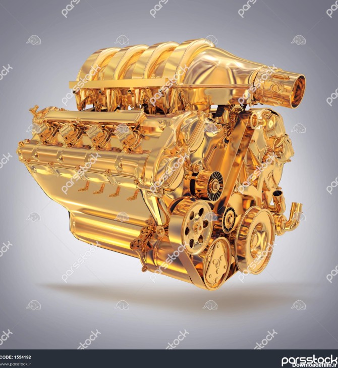 موتور طلایی تصویر در پس زمینه خاکستری 1554192