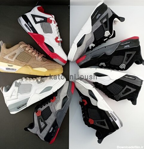 کفش جردن Nike Jordan 4 مردانه زنانه مشکی سفید 37 تا 44 ( کتونی جردن - جردن 4 - jordan 4  - کفش ایر جردن -4 air jordan )
