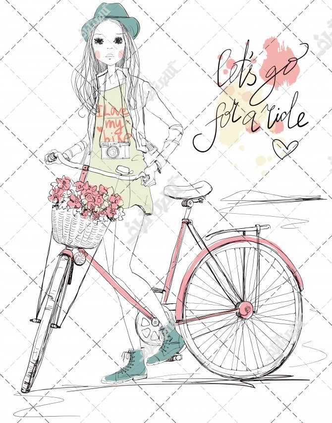 دختری همراه با دوچرخه اش