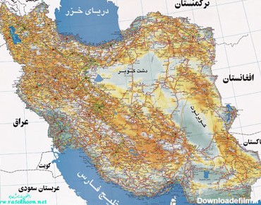 نقشه کامل راه ها و شهرهای ایران با بزرگنمایی بی نهایت Iran Roads Map