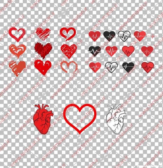 وکتور قلب فانتزی ، وکتور قلب انسان ، وکتور قلب توخالی ، طرح تاتو قلب Heart Vectors