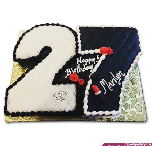 خرید کیک تولد در اصفهان - کیک عدد ۲۷ سیاه و سفید | کیک آف