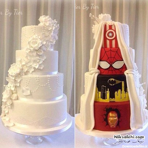 کیک عروسی جالب زوجی که در شکل کیک به تفاهم نرسیدند! +عکس