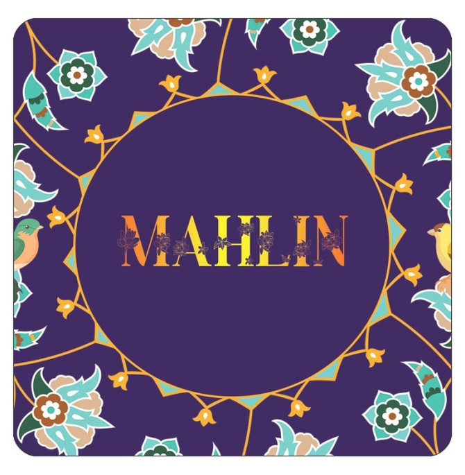 قیمت و خرید مگنت کاکتی طرح اسم ماهلین mahlin مدل گل و بلبل کد mg15001