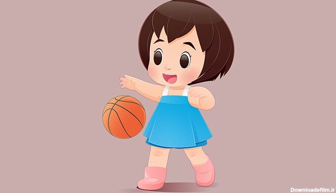 وکتور کاراکتر کارتونی دختر بچه در حال بازی بسکتبال | فری پیک ...