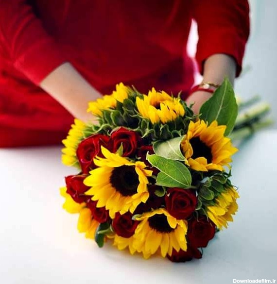 دسته گل آفتابگردان و رز | سفارش اینترنتی دسته گل های زیبا با گل ...