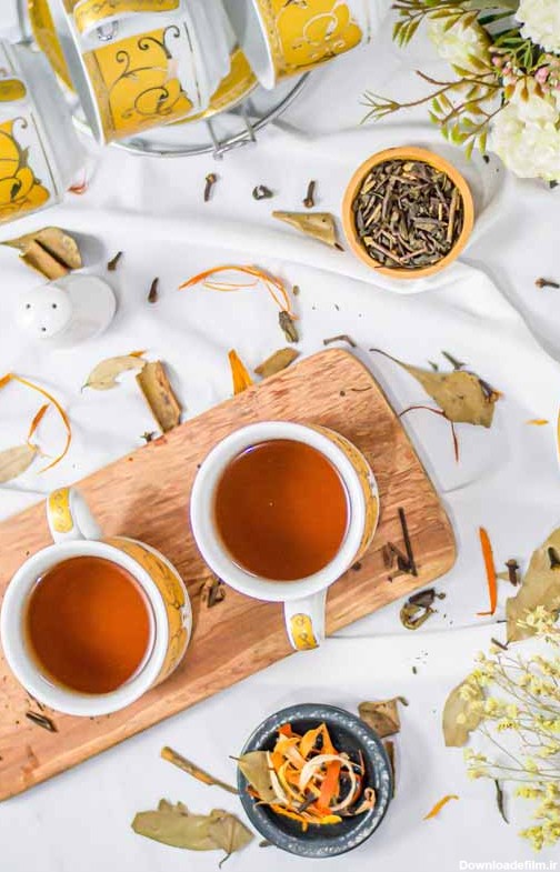 دانلود عکس دو فنجان چای گیاهی | تیک طرح مرجع گرافیک ایران
