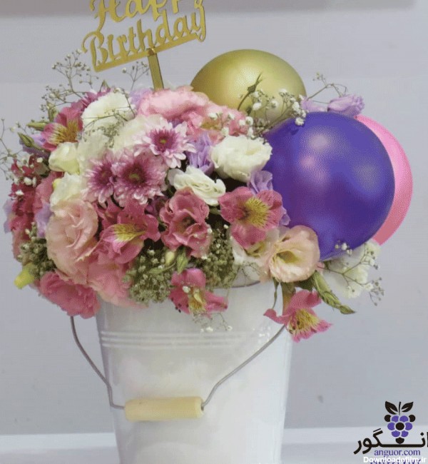 سفارش آنلاین باکس گل تولد توسکا همراه با بادکنک، ویژه تولد و روز ...