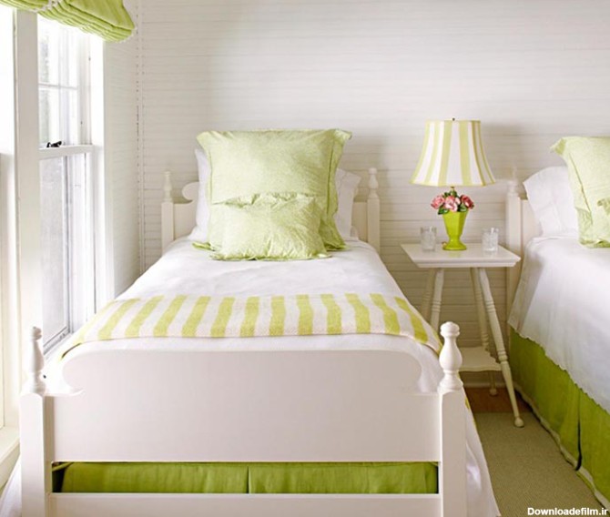 روتختی سبز برای تخت خواب سفید