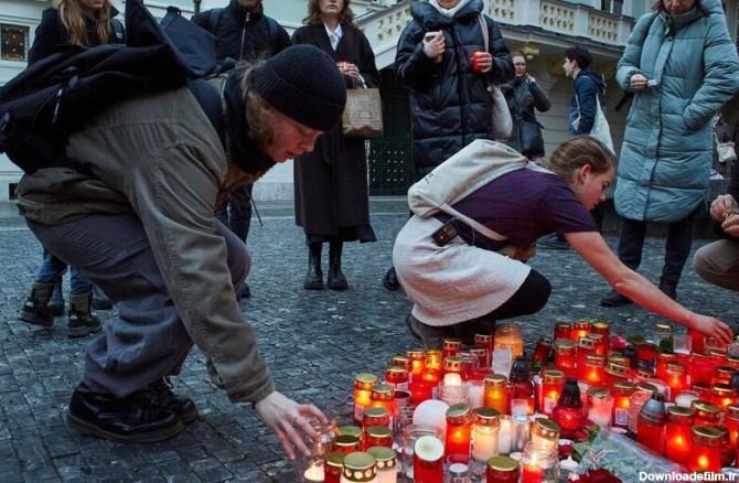به یاد قربانیان حادثه تیراندازی در دانشگاه جمهوری چک