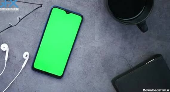 فوتیج پرده سبز گوشی موبایل از نمای بالا